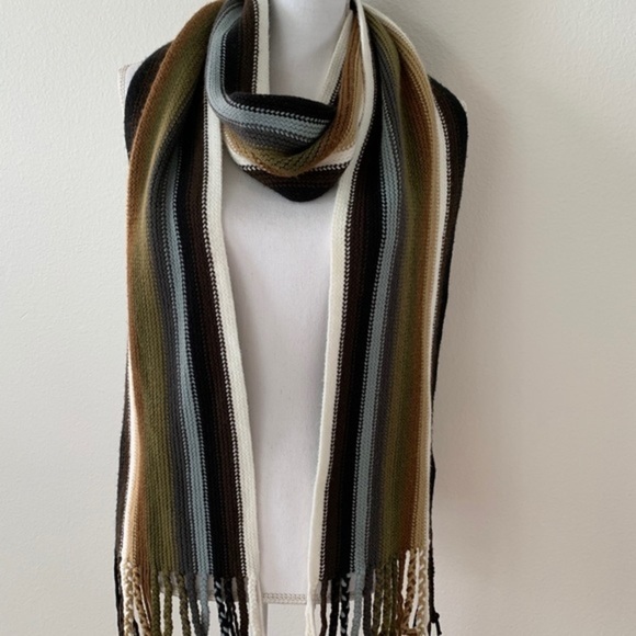 Striped Multicolor Knit Scarf - Picture 1 of 6